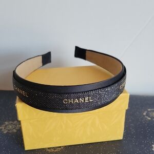 CHANEL RIBBON Black  with Gold Logo Accents